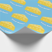 食べ物と名前をカスタムするのパタおもしろいーンでチーズを言う ラッピングペーパー (角)