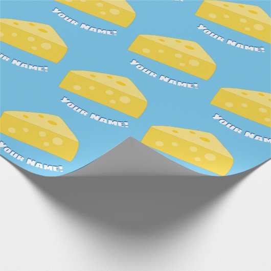 食べ物と名前をカスタムするのパタおもしろいーンでチーズを言う ラッピングペーパー (角)