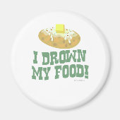 食べ物のおもしろい漫画アートを溺れる マグネット (正面)