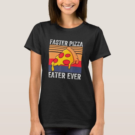 食べ物のコスメで食べるピザの高速食べ物 Tシャツ (正面)