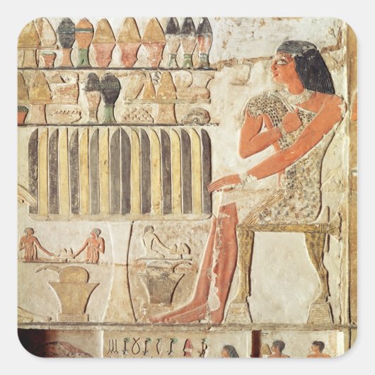 食べ物のテーブルの前の死者 スクエアシール (正面)