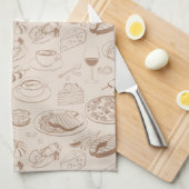 食べ物のパターン3 キッチンタオル (四つ折り)