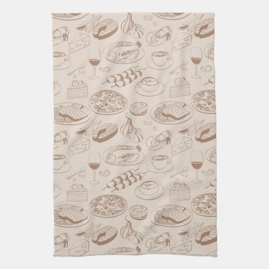 食べ物のパターン3 キッチンタオル (縦)