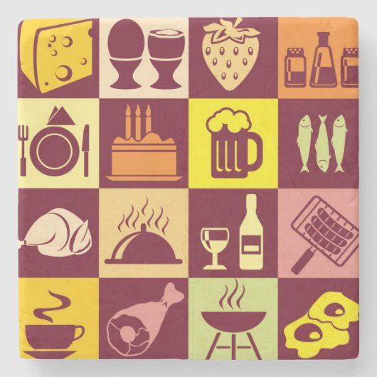 食べ物のパターン3 ストーンコースター (正面)