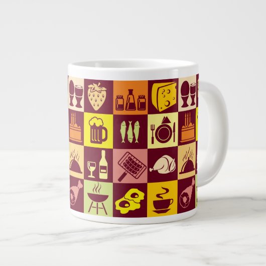 食べ物のパターン ジャンボコーヒーマグカップ (正面右)