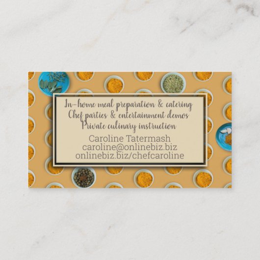 食べ物の予備香草に料理長のケータリング料理 名刺 (裏面)