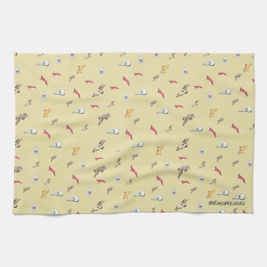 食べ物の山羊を肉で食べる キッチンタオル (横)