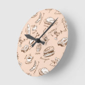食べ物の柄 ラウンド壁時計 (傾斜)