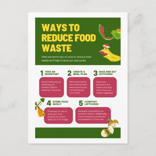 食べ物の減ら廃棄ポスター ポストカード (正面)