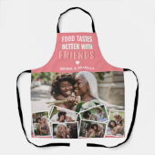 「食べ物は友達の写真コラージュの方が美味しい エプロン (正面)