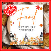 食べ物は小さなかぼちゃの赤ちゃんシャワーにサイン ポスター