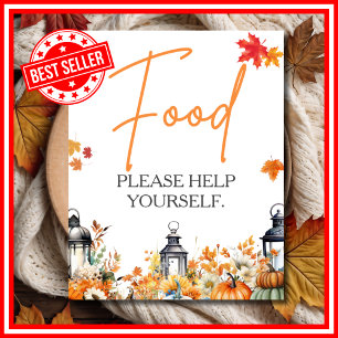 食べ物は小さなかぼちゃの赤ちゃんシャワーにサイン ポスター