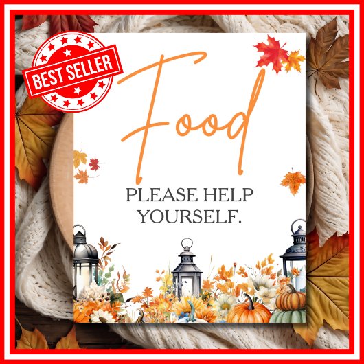 食べ物は小さなかぼちゃの赤ちゃんシャワーにサイン ポスター