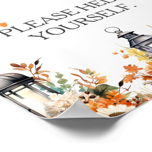 食べ物は小さなかぼちゃの赤ちゃんシャワーにサイン ポスター (角)