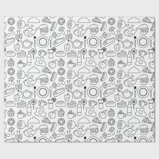 食べ物は白黒 ラッピングペーパー (シーム)