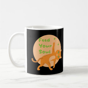 食べ物を与えかわいいオおもしろいレンジ猫 コーヒーマグカップ