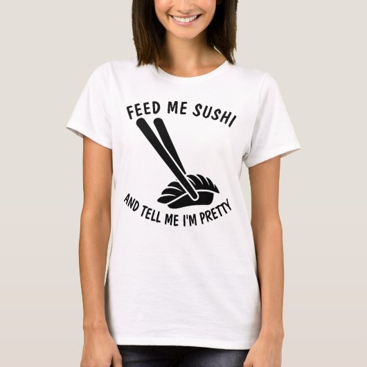 食べ物を与えすしとTシャかわいらしツおもしろいのI Tシャツ (正面)