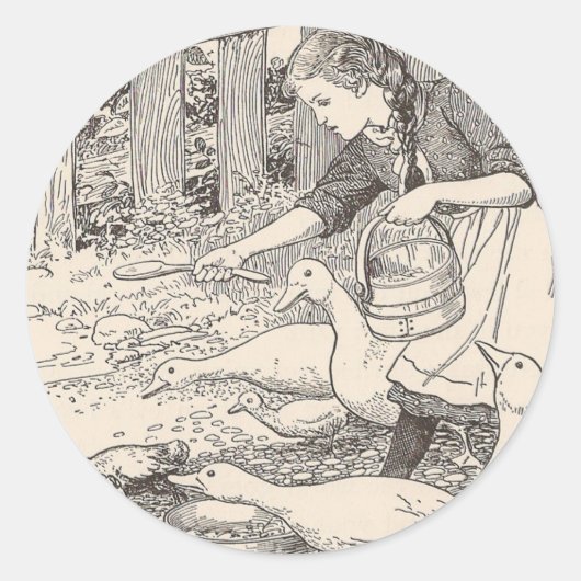 食べ物を与えのアヒル ラウンドシール (正面)