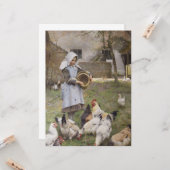 食べ物を与えのニワトリ（ウォルター・フレドリック・オズボーンによる） カード (正面/裏面インサイチュ)