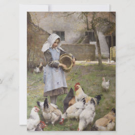 食べ物を与えのニワトリ（ウォルター・フレドリック・オズボーンによる） カード