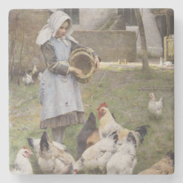 食べ物を与えのニワトリ（ウォルター・フレドリック・オズボーンによる） ストーンコースター