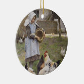 食べ物を与えのニワトリ（ウォルター・フレドリック・オズボーンによる） セラミックオーナメント (右)