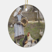 食べ物を与えのニワトリ（ウォルター・フレドリック・オズボーンによる） セラミックオーナメント (左)