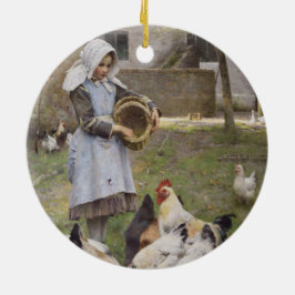食べ物を与えのニワトリ（ウォルター・フレドリック・オズボーンによる） セラミックオーナメント