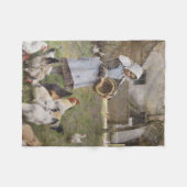 食べ物を与えのニワトリ（ウォルター・フレドリック・オズボーンによる） フリースブランケット (正面(横))