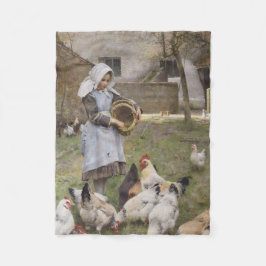 食べ物を与えのニワトリ（ウォルター・フレドリック・オズボーンによる） フリースブランケット