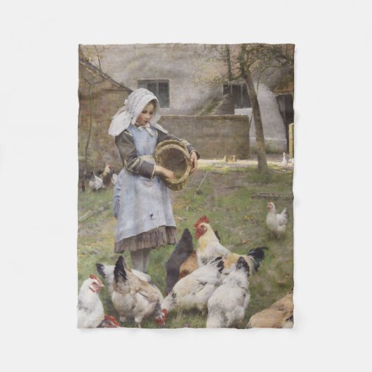 食べ物を与えのニワトリ（ウォルター・フレドリック・オズボーンによる） フリースブランケット (正面)