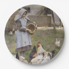 食べ物を与えのニワトリ（ウォルター・フレドリック・オズボーンによる） ペーパープレート