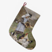 食べ物を与えのニワトリ（ウォルター・フレドリック・オズボーンによる） ラージクリスマスストッキング (正面 (吊り時))