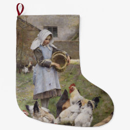 食べ物を与えのニワトリ（ウォルター・フレドリック・オズボーンによる） ラージクリスマスストッキング