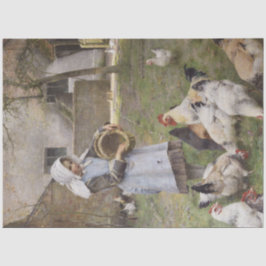 食べ物を与えのニワトリ（ウォルター・フレドリック・オズボーンによる） 薄葉紙