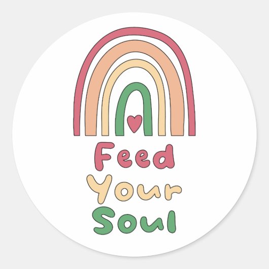 食べ物を与えやる気を起こさせるの魂のカラフルが虹を見て ラウンドシール (正面)