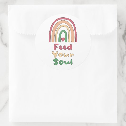 食べ物を与えやる気を起こさせるの魂のカラフルが虹を見て ラウンドシール (バッグ)