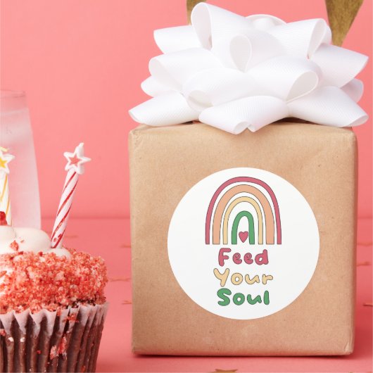 食べ物を与えやる気を起こさせるの魂のカラフルが虹を見て ラウンドシール (パーティー)