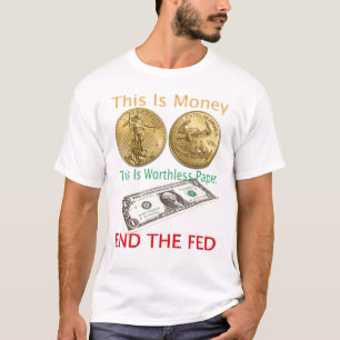 食べ物を与えられた金ゴールドをありますお金が終えて下さい Tシャツ