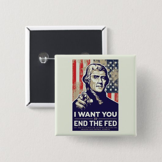 食べ物を与えられるジェファーソンの終わりの 缶バッジ (正面&裏面)