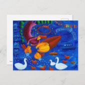 食べ物を与えアヒルコンテンポラリーズ絵画の ポストカード (正面/裏面)