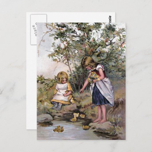 食べ物を与えズ・ダックスヴィンテージイラストレーション ポストカード (正面/裏面)