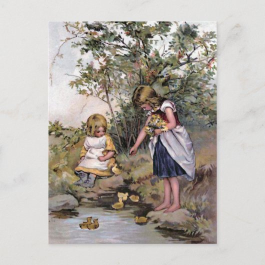 食べ物を与えズ・ダックスヴィンテージイラストレーション ポストカード (正面)