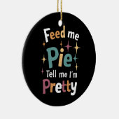 食べ物を与えパイと感謝祭の事を言かわいらしえ セラミックオーナメント (右)