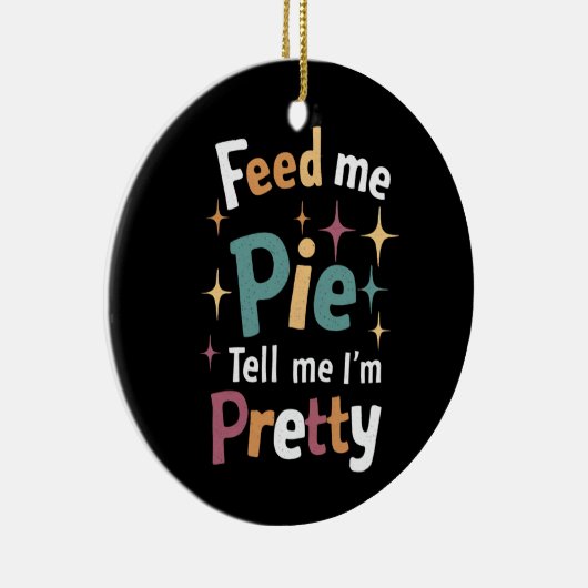 食べ物を与えパイと感謝祭の事を言かわいらしえ セラミックオーナメント (右)