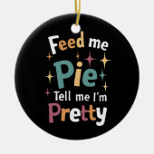 食べ物を与えパイと感謝祭の事を言かわいらしえ セラミックオーナメント (正面)