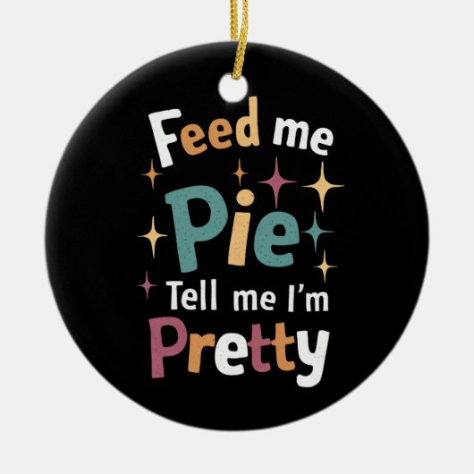 食べ物を与えパイと感謝祭の事を言かわいらしえ セラミックオーナメント (正面)