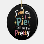 食べ物を与えパイと感謝祭の事を言かわいらしえ セラミックオーナメント (左)