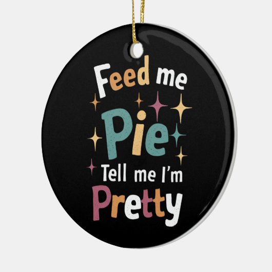 食べ物を与えパイと感謝祭の事を言かわいらしえ セラミックオーナメント (左)