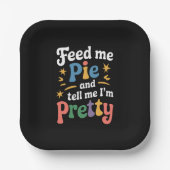 食べ物を与えパイと感謝祭の事を言かわいらしえ ペーパープレート (正面)